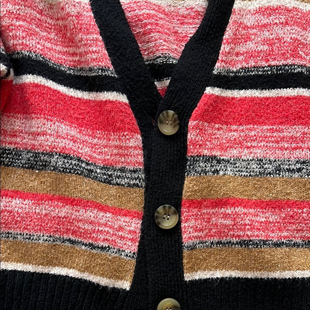 BP Red and Pink Striped Cropped Cardigan
